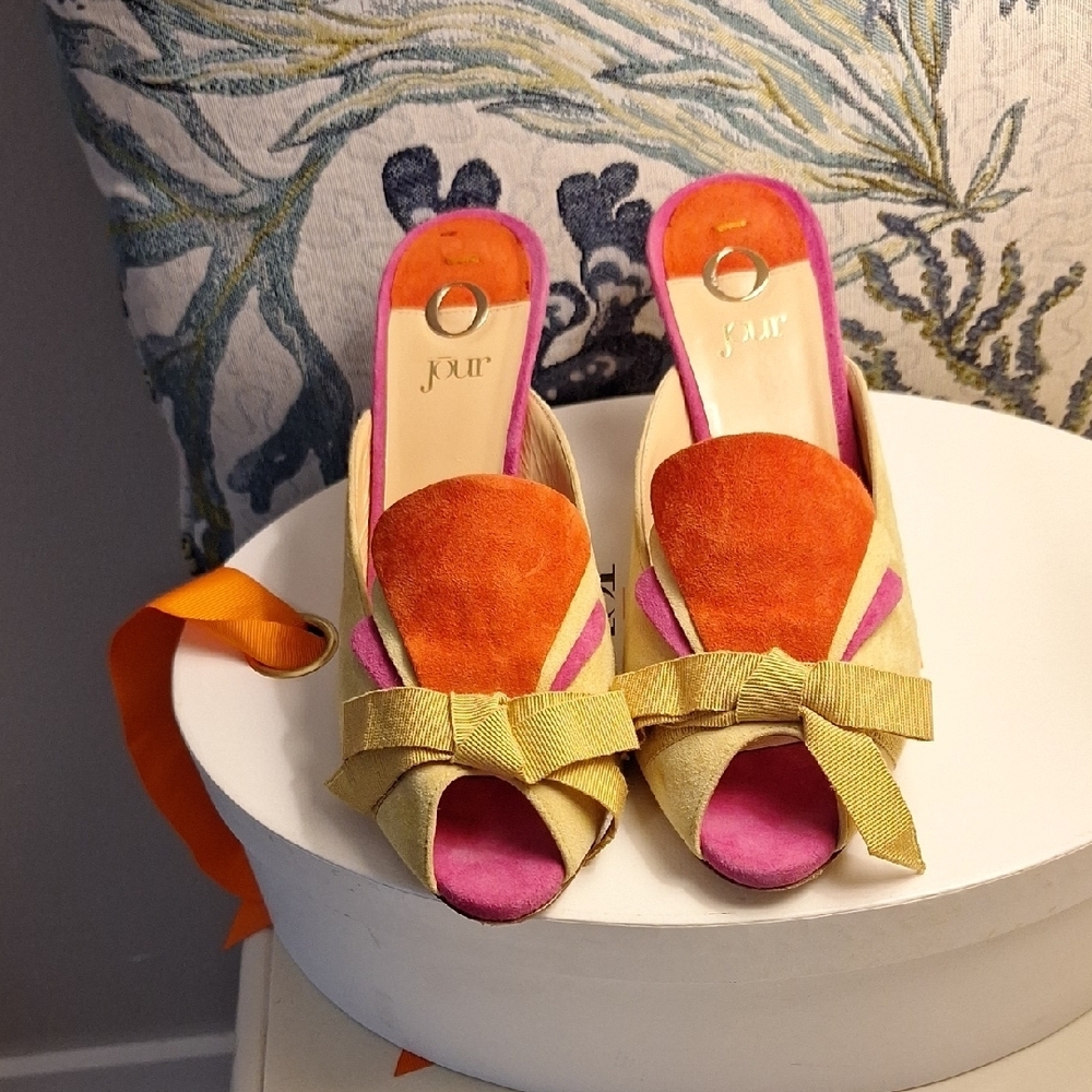 Chic Multicolor O Jour Heeled Mules - Picture 2 of 10